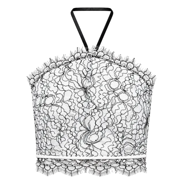 Trixxi Crop Top Size 3 Black White Lace Halter