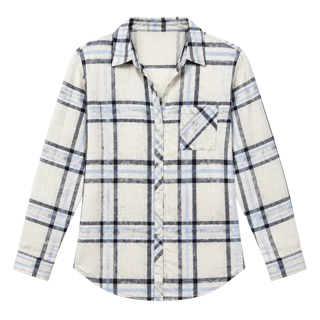 Rails Plaid Button Down Shirt Size M White Blue Rayon