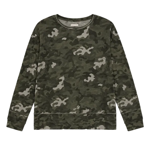 Rachel Hollis Ltd Sweatshirt Size M Green Camo Long Sleeve