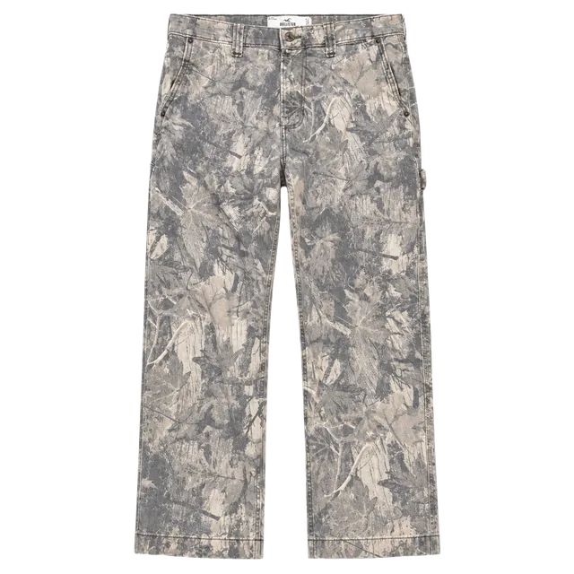 Hollister Baggy Cargo Pants W30 L28 Grey Camo Leaf Pattern Utility