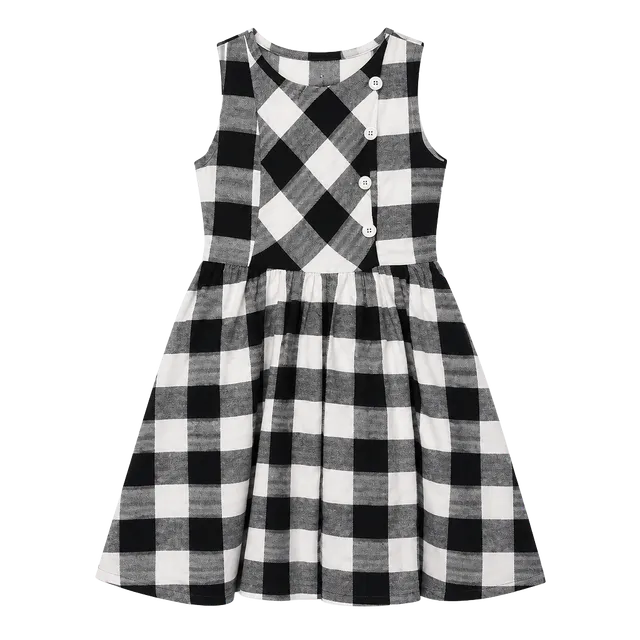 Black and White Sleeveless Asymmetrical Sundress