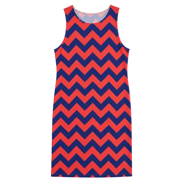 Red and Blue Halter Neck Sheath Mini Dress