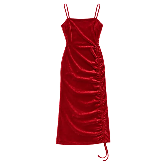Windsor Red Velvet Ruched Mini Dress