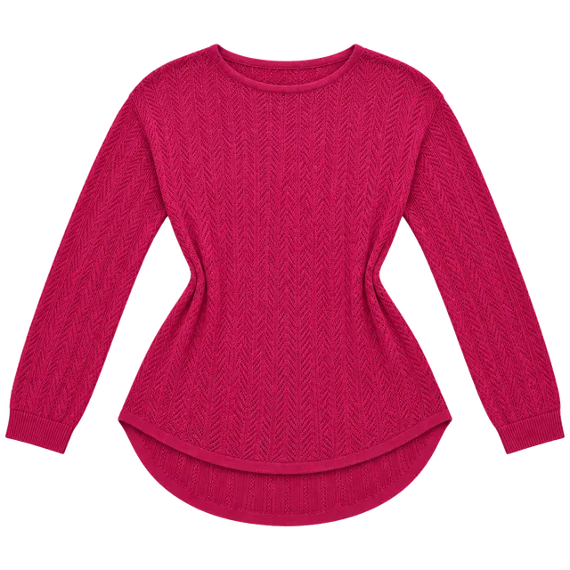Retro-ology Open Knit Sweater Size L Pink Long Sleeve