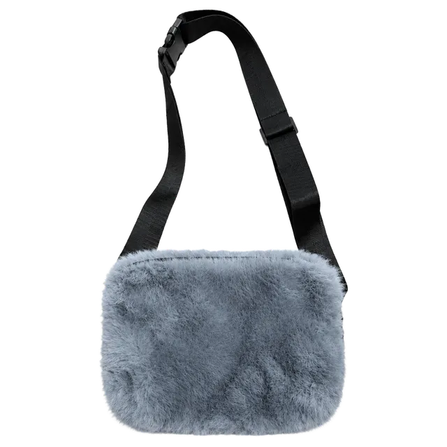 New Coco + Carmen Estelle Faux Fur Sling Bag Grey Crossbody Fanny Pack