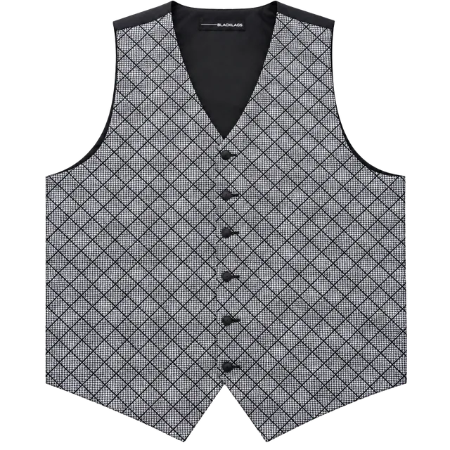 Bill Blass Houndstooth Tuxedo Vest Size XL Black White Formal Suit