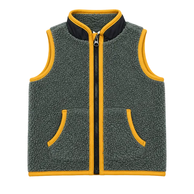 Old Navy Sherpa Fleece Vest Size 2T Gray Yellow Full Zip