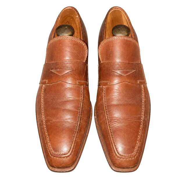Cox & Wilson Penny Loafers Brown Leather Slip On Dress Shoes size 41
