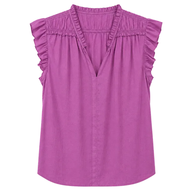 LOFT Women’s Large Pink Ruffle Sleeve Blouse V-Neck Boho Career Top