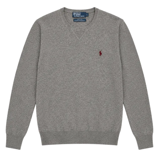 Polo By Ralph Lauren Sweater Size L Gray Cotton Crewneck Pullover