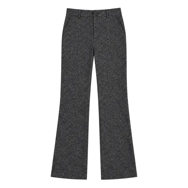 Dalia Collection Wool Blend Tweed Straight Pants Size 14 Gray
