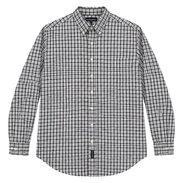 Abercrombie & Fitch Button-Down Plaid Shirt Black White Long Sleeve 2XL
