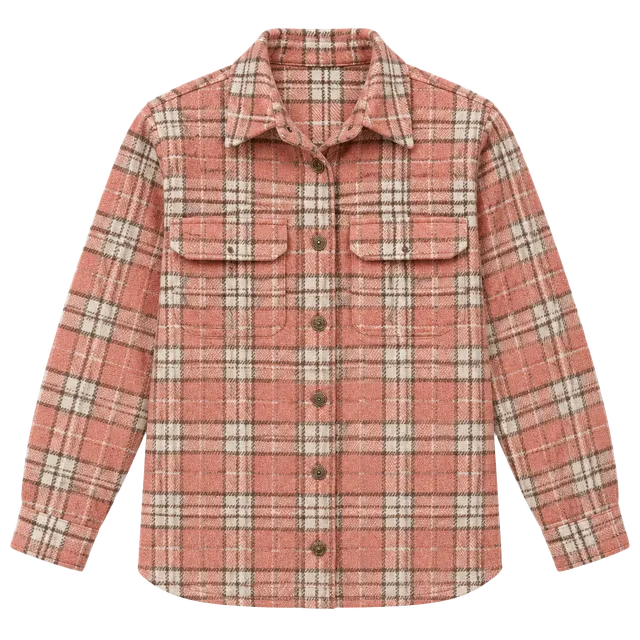 Zyia Active Ashley Creek Flannel Shirt Size S Pink Plaid Shacket