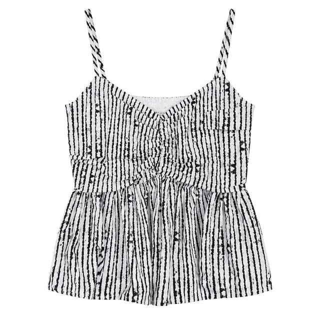 Saltwater Luxe Cami Size S Black White Striped Peplum Top