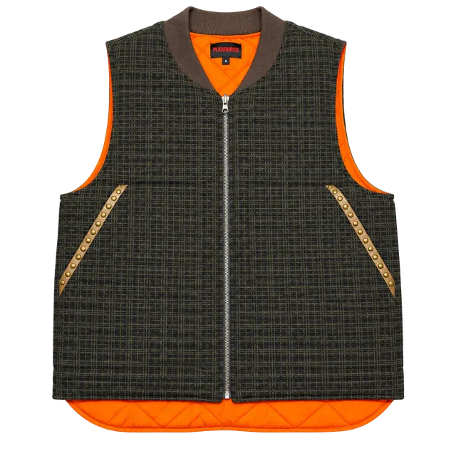 Pleasures Plaid Studded Vest Size S