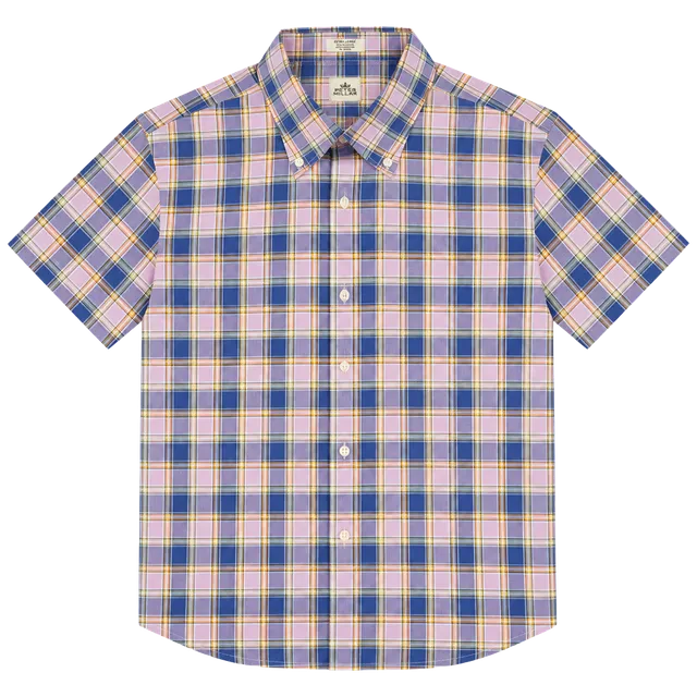 Peter Millar Button-Up Shirt Extra Large Purple Plaid Cotton Classy