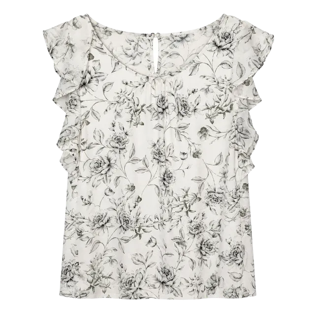 Calvin Klein Blouse Size L White Floral Top