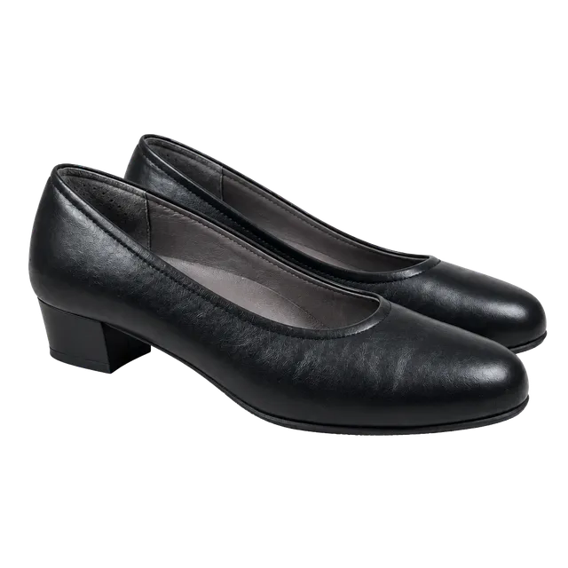 SAS Women’s Black Leather Round Toe Low Heel Pumps Size 8N Narrow Italy