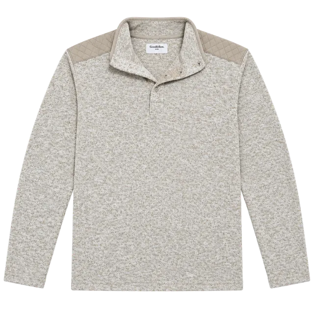 Goodfellow & Co Pullover Sweater Tan Speckled Snap Mock Neck
