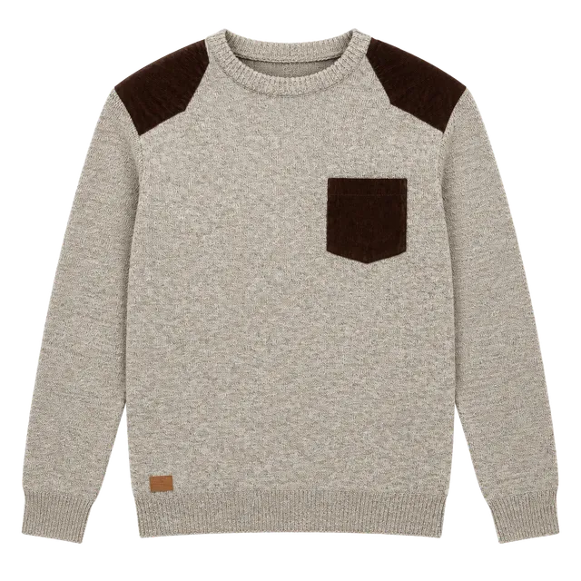 Buffalo David Bitton sweater size L beige corduroy patch