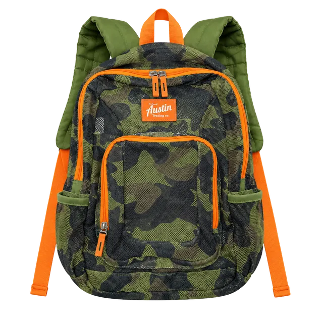 Austin Trading Co. Camo Mesh Backpack Orange Green