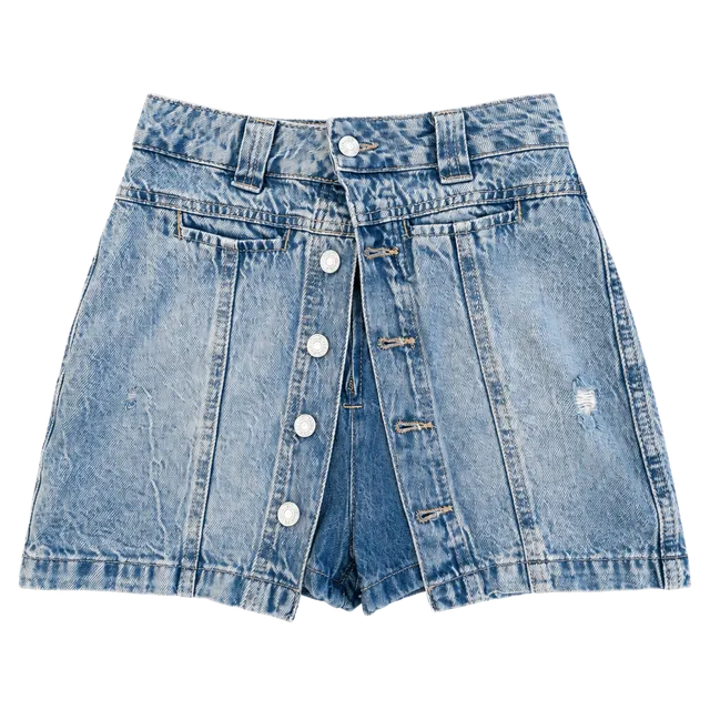 Free People Denim Skort Size 29 Blue Button Front