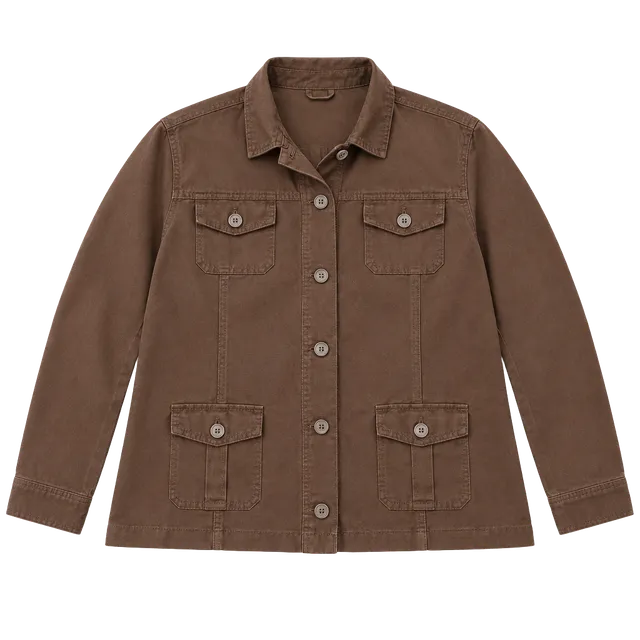 Eddie Bauer Utility Jacket Size XL Brown Linen Four Pocket