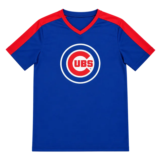 MLB Genuine Merchandise Chicago Cubs T-Shirt Size L Blue Red V-Neck