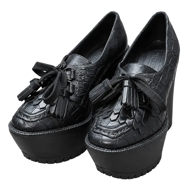 Burberry Prorsum Alligator Platform Heels Black Croc EU 37.5 Runway