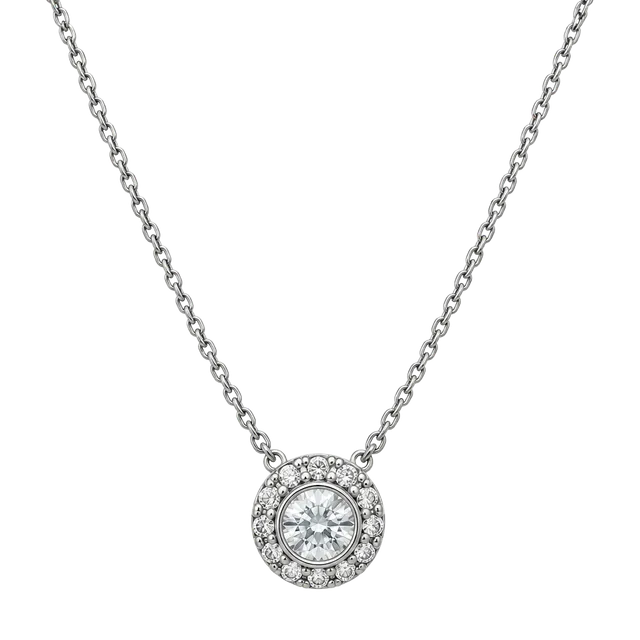 Swarovski Crystal Pendant Necklace Gunmetal Tone