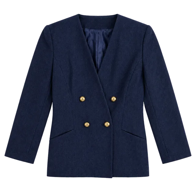  Vintage Sasson Double Breasted Blazer Size 6 Navy Blue Gold Buttons Vintage