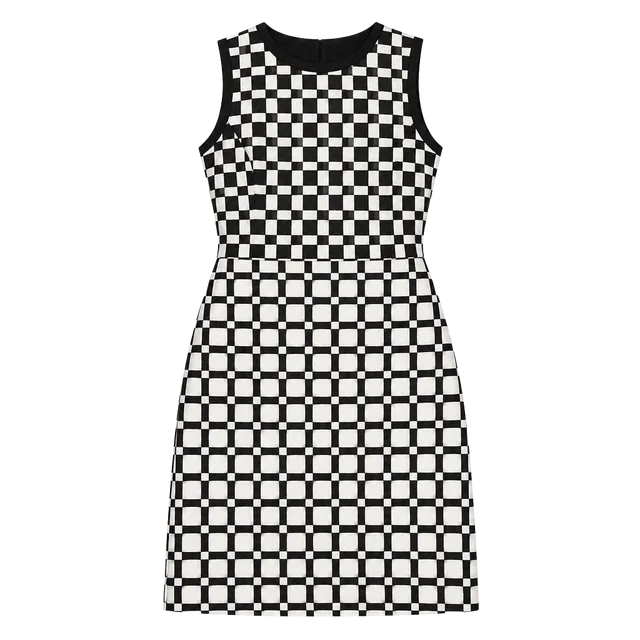 Banana Republic Black White Checkered Shift Dress Size 14 Sleeveless