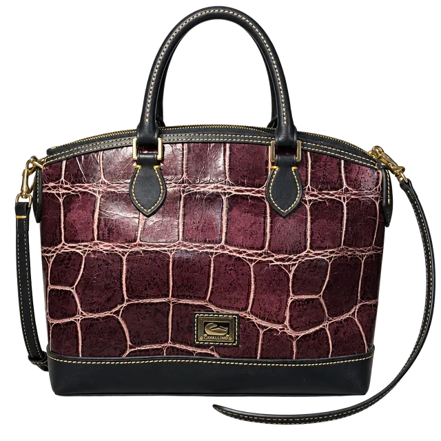 LUP 11 Dooney & Bourke Croco Embossed Leather Satchel Bag
