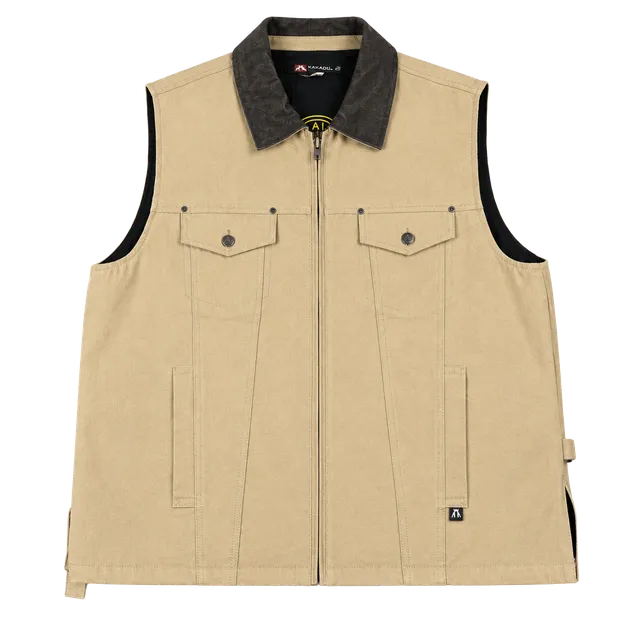 Kakadu Kelly 12 Concealed Carry Vest Size 3XL Tan Canvas Leather Collar