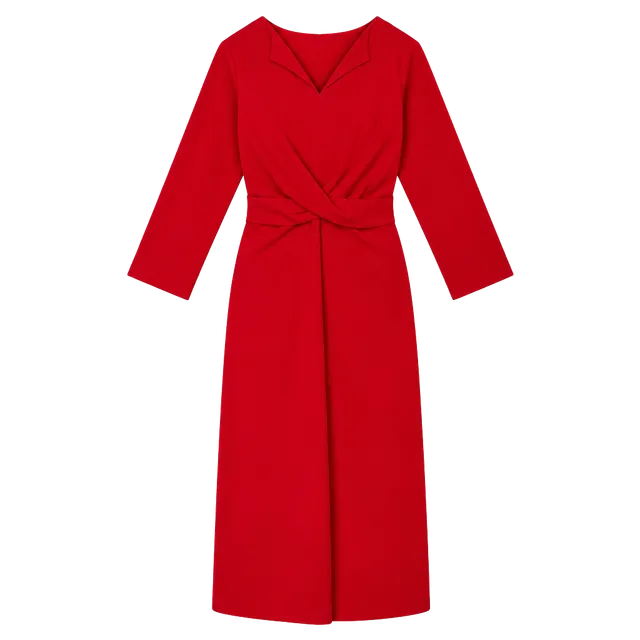 104-Talisea Red Midi Dress Size 22W V-Neck Twist Front