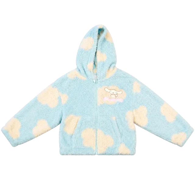 Sanrio Cinnamoroll Fleece Zip Hoodie Size S Blue White Cloud Sherpa