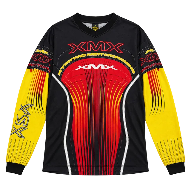 Vintage y2k Athletic Works XMX Motocross Jersey Size L Black Red Yellow