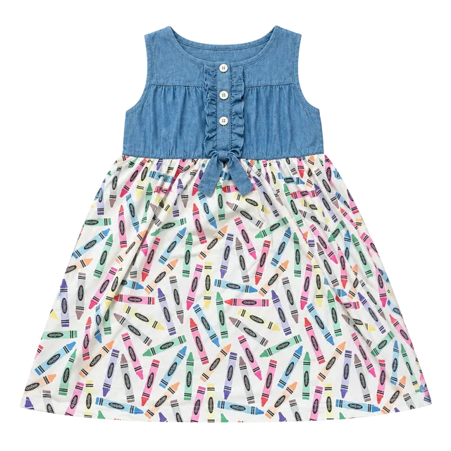 Denim Top Crayon Print Dress