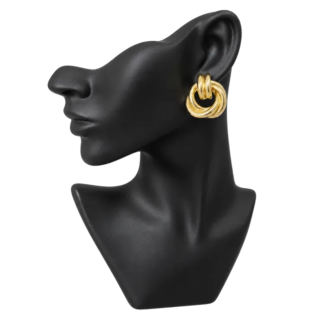 Vintage Gold Tone Interlocking Knot Hoop Statement Earrings
