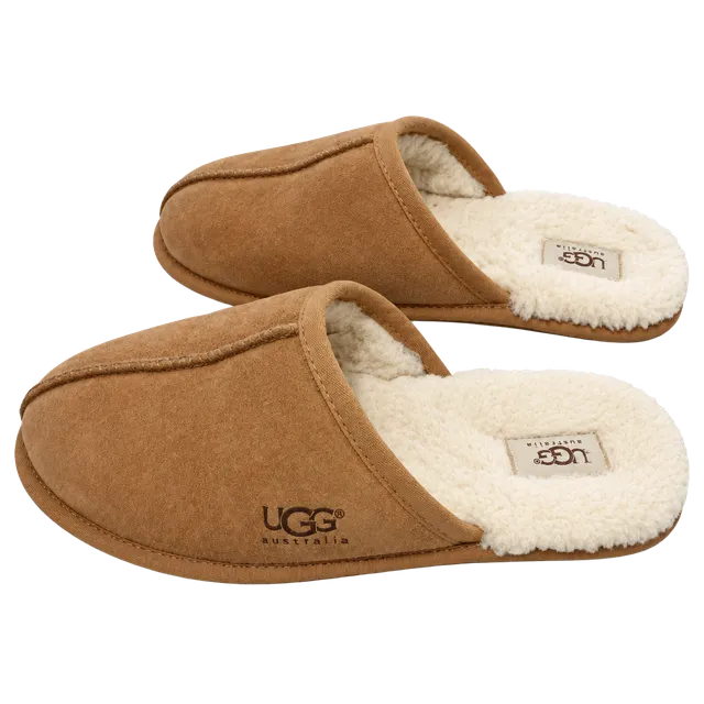 Ugg Scuff Slippers Brown Suede Shearling