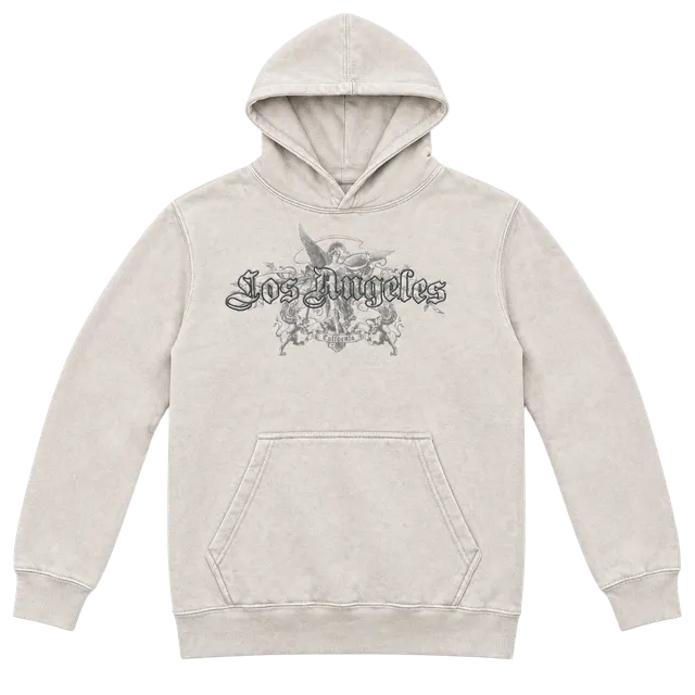 Eighty Eight Brand Los Angeles Hoodie Size Small Beige Graphic Pullover