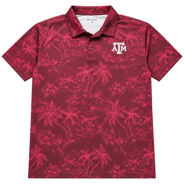 Champion Texas A&M Polo Shirt Size 2XL Maroon Tropical Palm Print