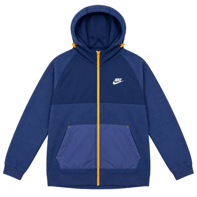 Nike Polar Fleece Full Zip Hoodie Jacket Blue Orange size L 