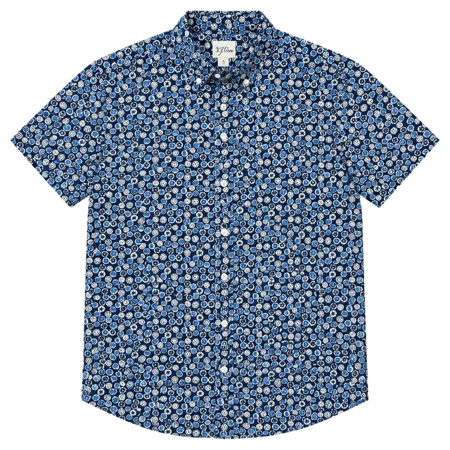 J. Crew Slim Fit Short Sleeve Button Down Shirt Size S Blue Floral Cotton