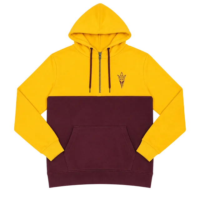 Colosseum Arizona State Sun Devils Half-Zip Hoodie women Size M Gold Maroon