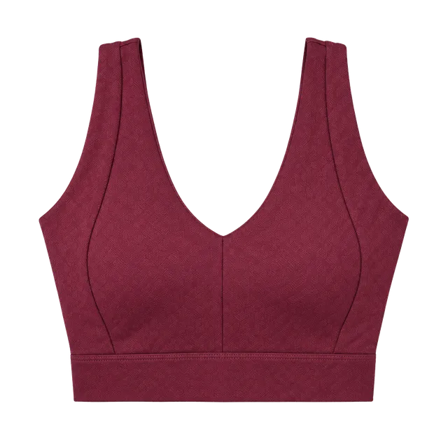 Fabletics Sports Bra Burgundy V-Neck Racerback Activewear b1587 band is 28