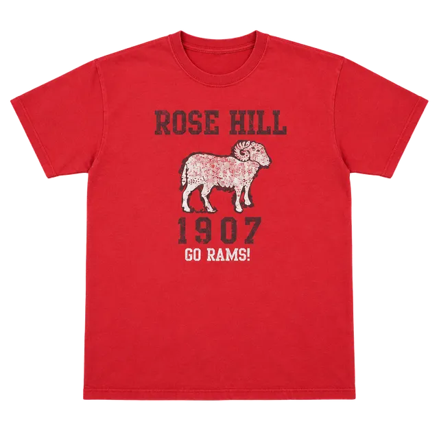 Gildan Ultra Cotton Red Rose Hill 1907 Go Rams Sheep Mascot T-Shirt XL