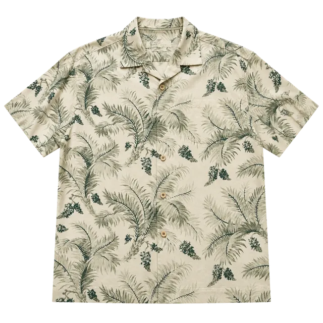 Tommy Bahama Silk Camp Shirt Green Palm Frond Print XL