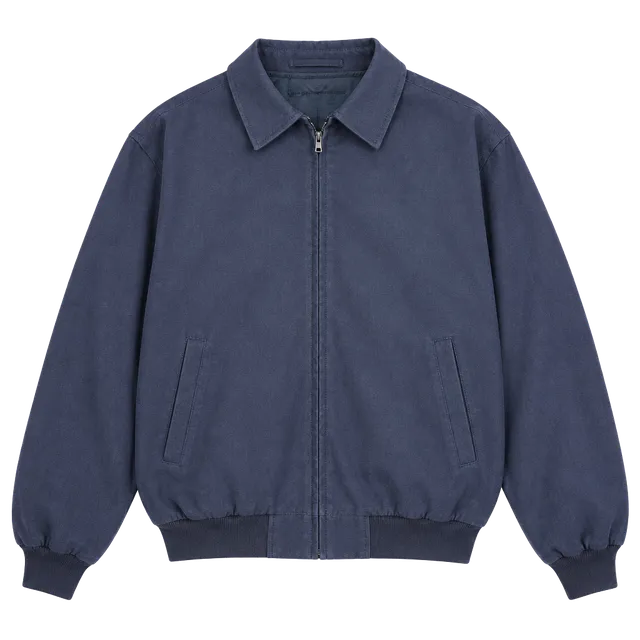 Vintage Navy Blue Full Zip Bomber Jacket