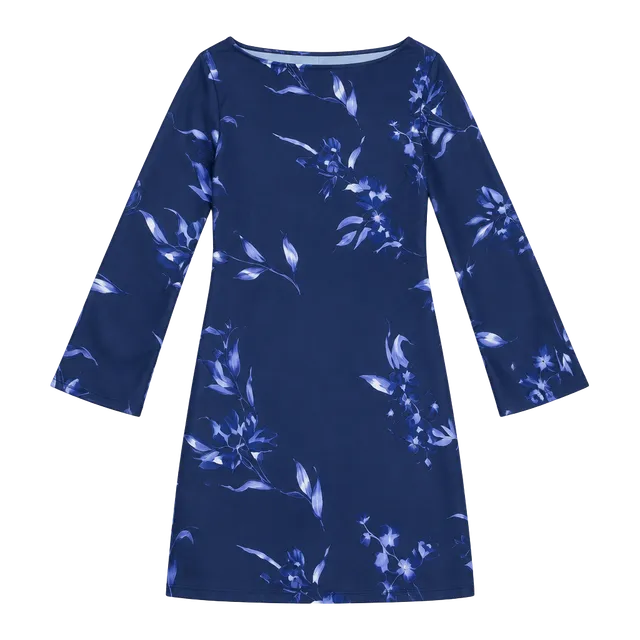 a new day Navy Floral Long-Sleeve Shift Dress